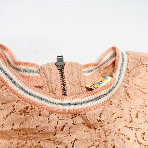 Harper Canyon Blush Pink and Silver Lace Short Sleeve Blouse - Picture 5 of 8